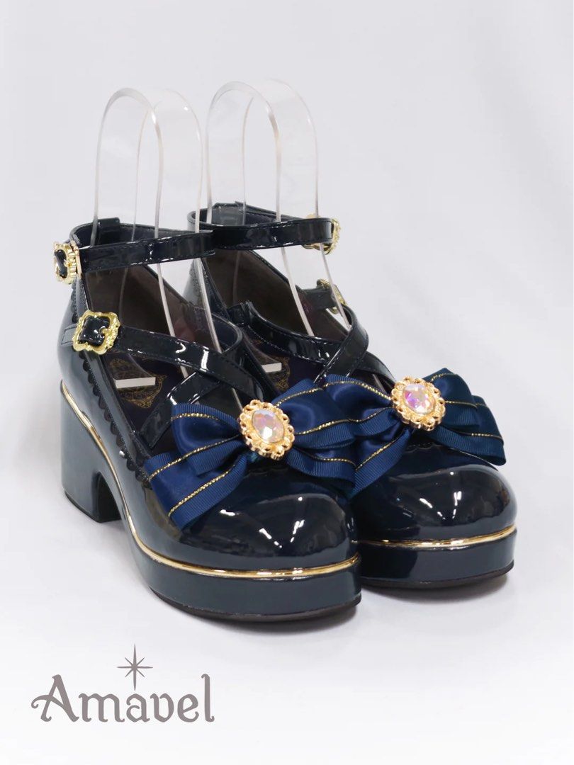 早割ex Fortune Amavel Horoscope 女 ], 海軍藍<Navy> 交叉扣帶高踭鞋[ コスプレ衣装