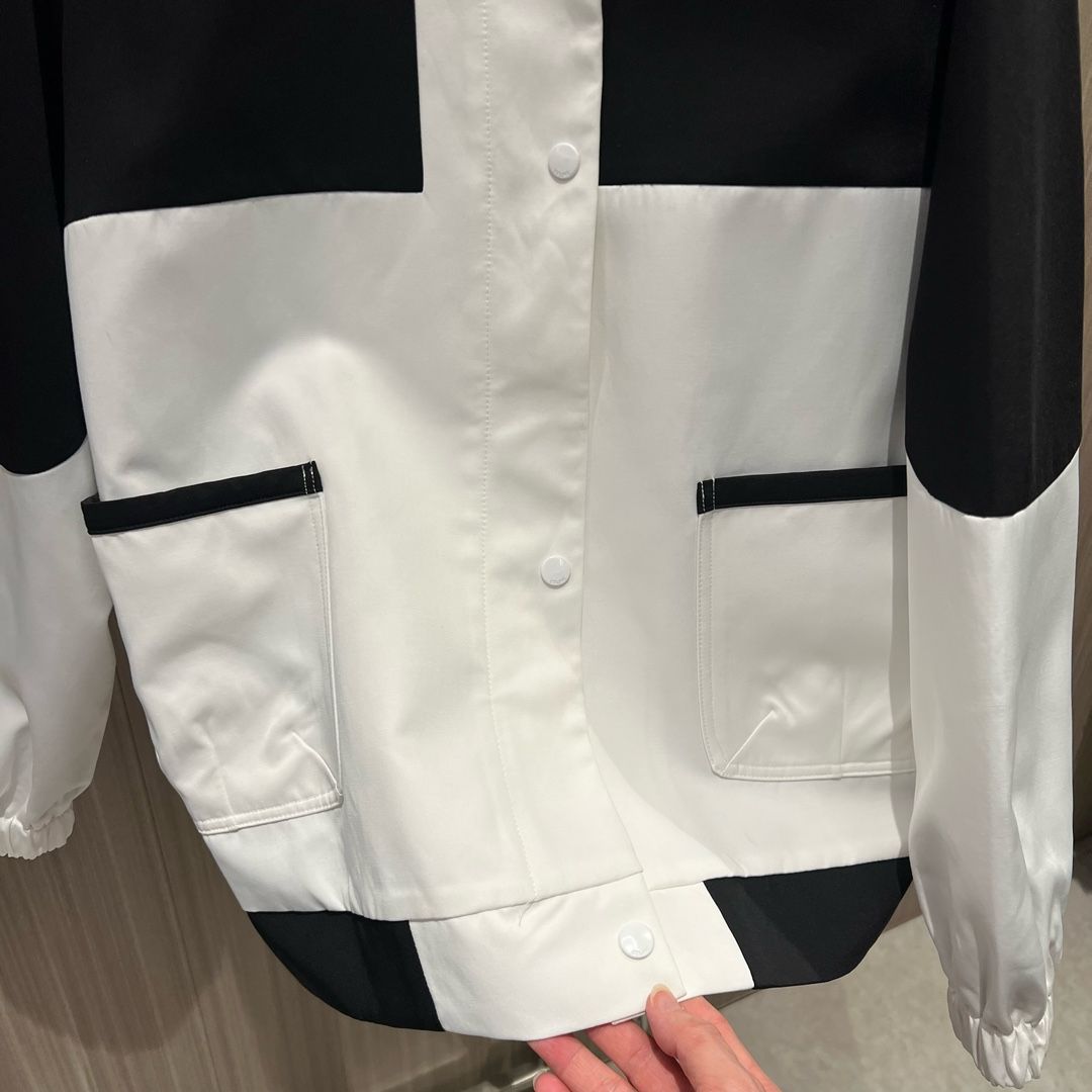 Authentic celine color block stand collar loose jacket jacket