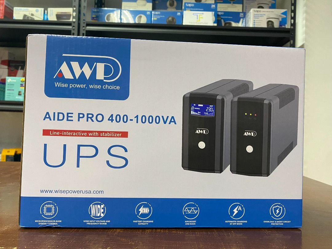 AWP AID1000 PRO LCD 1KVA/600W Line Interactive 4 Sockets LCD Display ...
