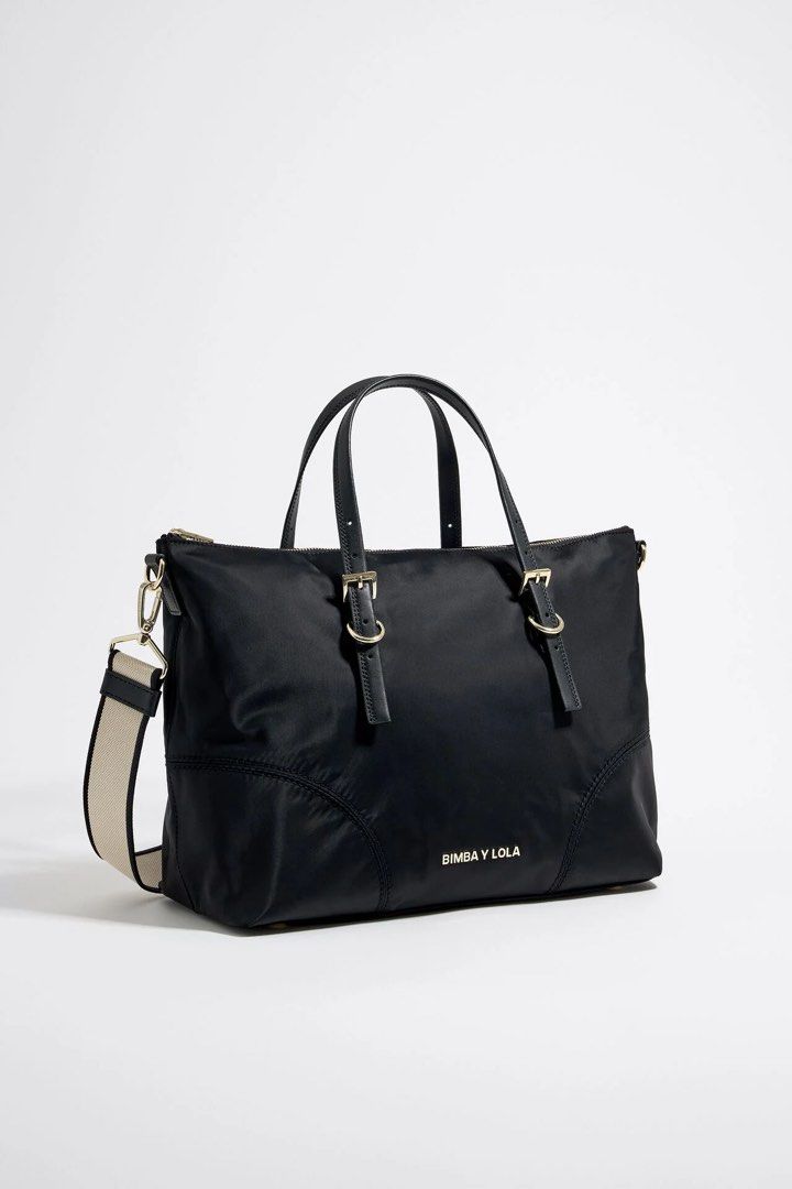 Bimba Y Lola Large Black Nylon Shopper Bag Women s Fashion Bags Wallets Shoulder Bags on Carousell