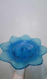 Large Blue art glass centerpiece bowl Fruit tray