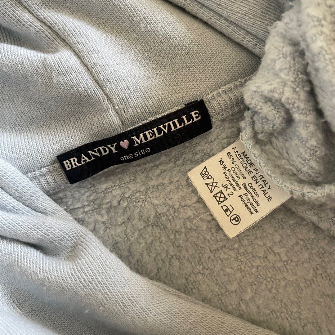 Brandy Melville baby blue cropped hoodie Women s Fashion Tops Longsleeves on Carousell