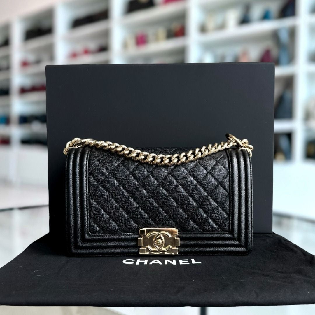 Chanel le boy calfskin on sale