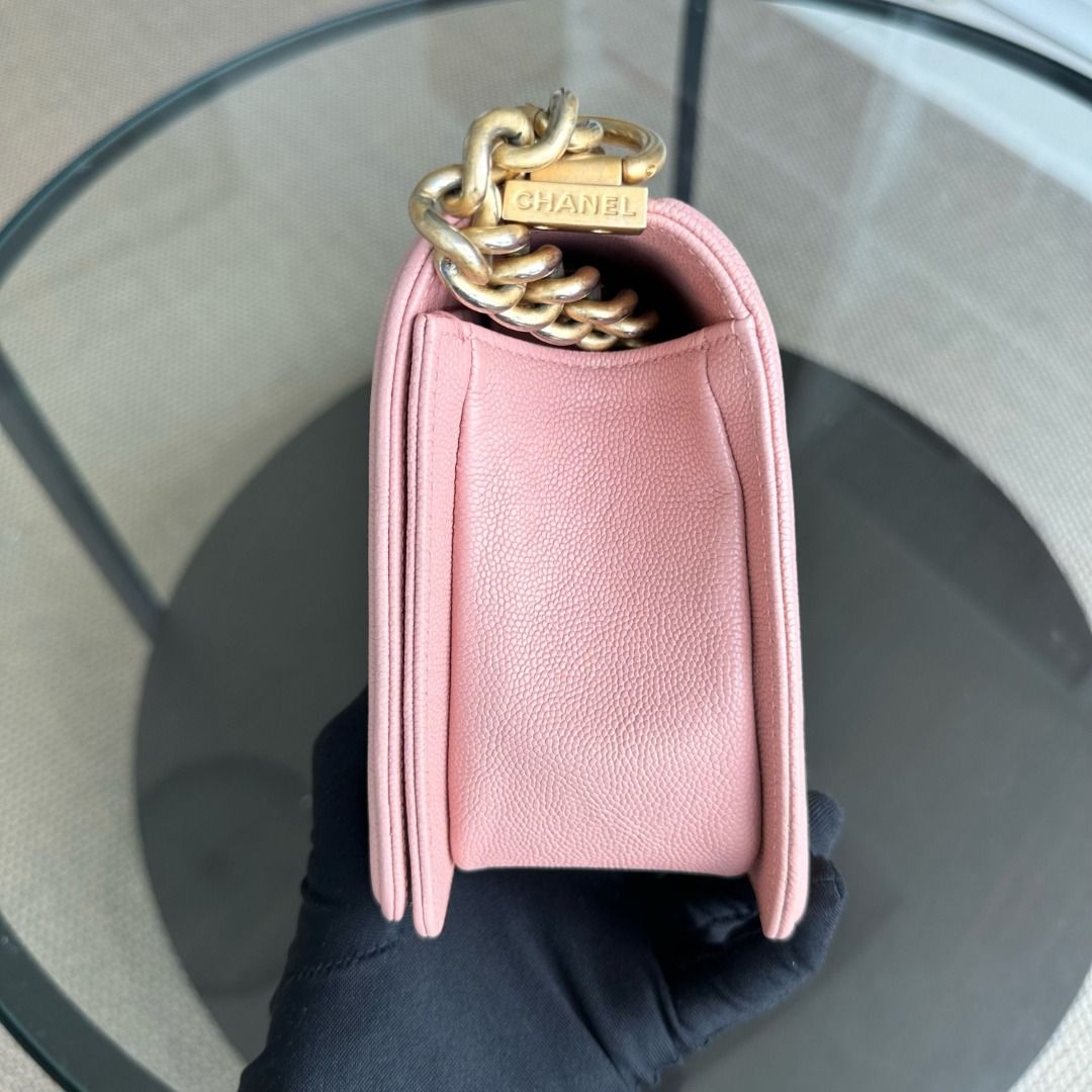 Chanel Caviar Boy Old Medium 25CM Quilted Calfskin Sakura Pink GHW No 25 Luxury Bags Wallets on Carousell