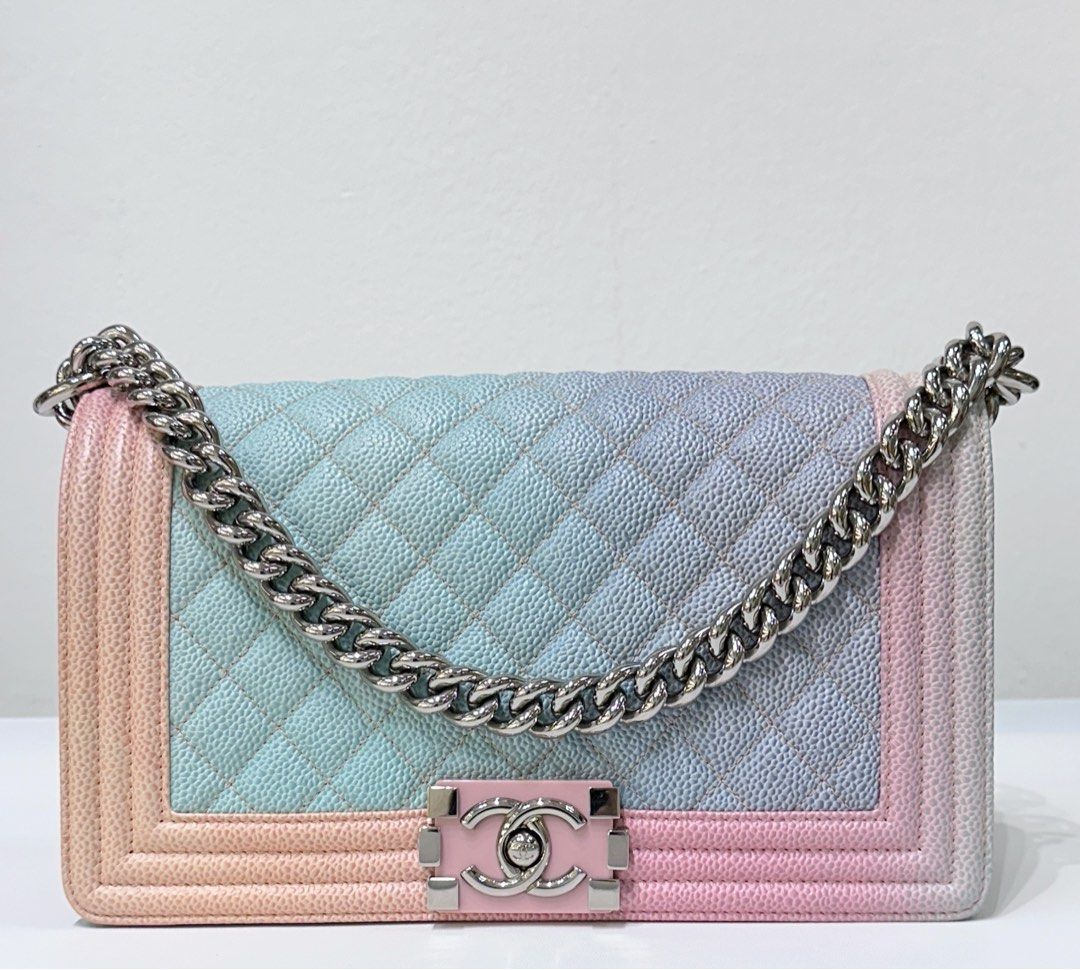 Chanel Rainbow Qulited Caviar Boy Bag Medium Luxury Bags Wallets on Carousell
