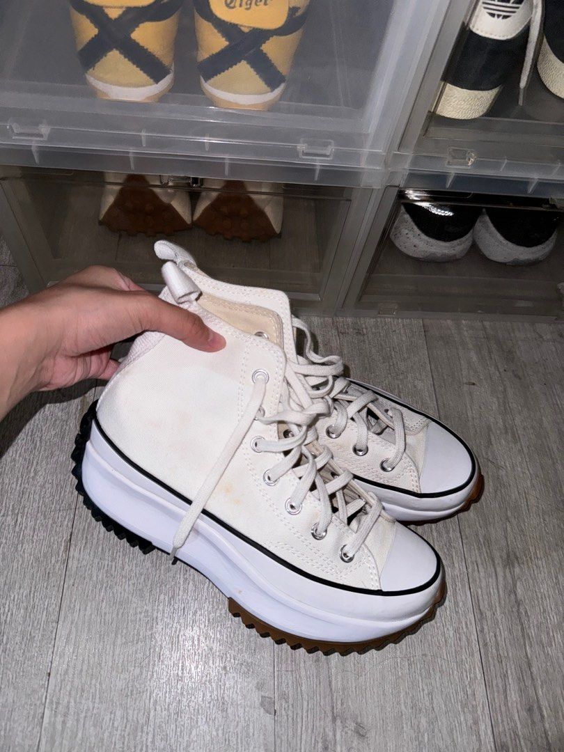CONVERSE run star hike (W7.5) - authentic (Category: Sneakers) located in Quezon City. Submitted by mtchfrvr (Listing ID 1307167557, Image 3). Description: Only flaws are the slight stains (see pic for reference) caused by storage. - Bought in store (Converse, Shangri-La Plaza) - Used 2 times only - NO BOX since I throw the boxes out and store my shoes inside my shoe box - can send more pics, just dm :) SIZE: Mens 6 | Womens 7.5 | Uk 5.5 | Eur 38