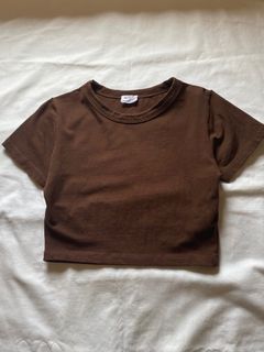 cotton on brown cropped top baby tee like zara