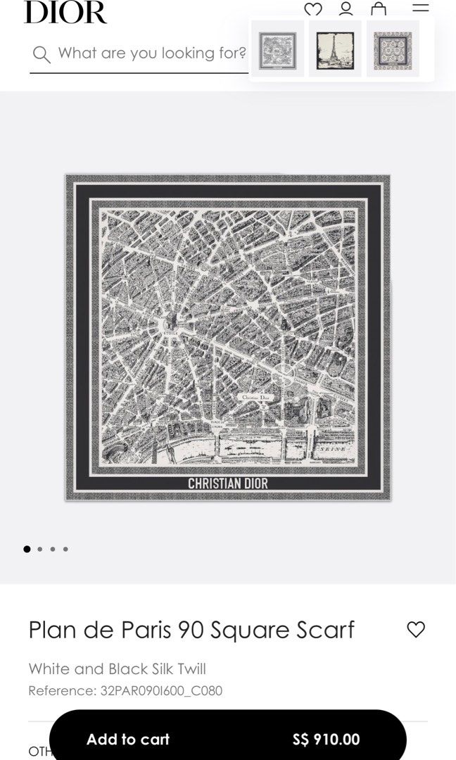 人気のファッションブランド！ 💋DIOR 'Plan de Paris 90' Silk Scarf , Luxury, Accessories 小物