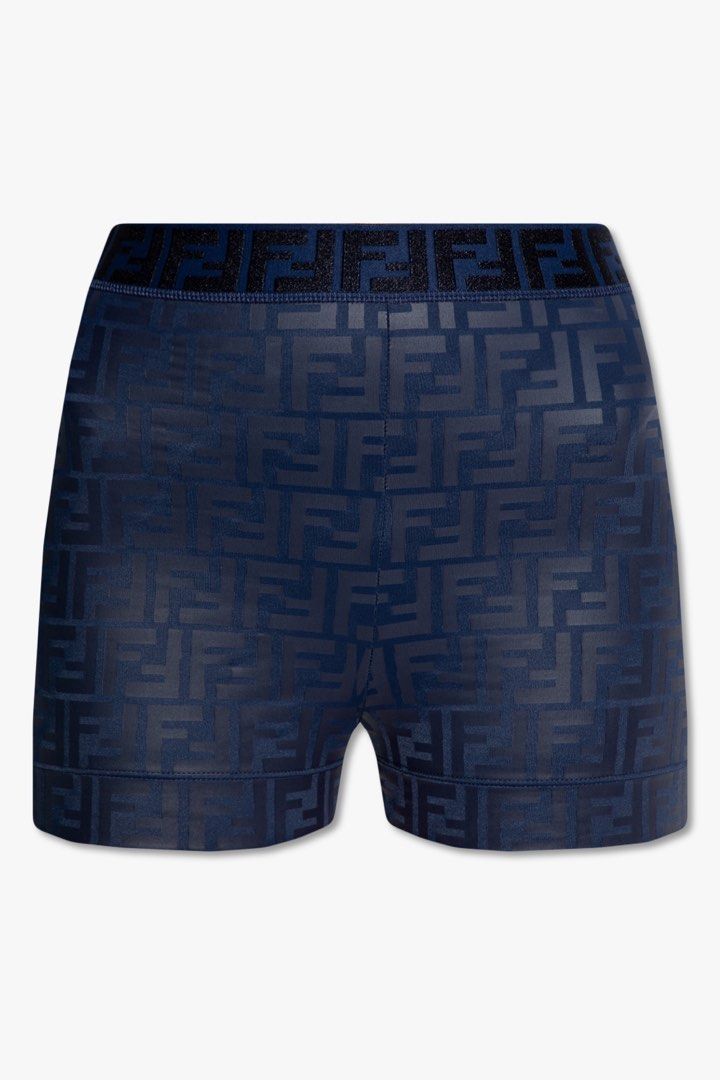 Fendi Navy Blue Monogram shorts club wear gym exercise