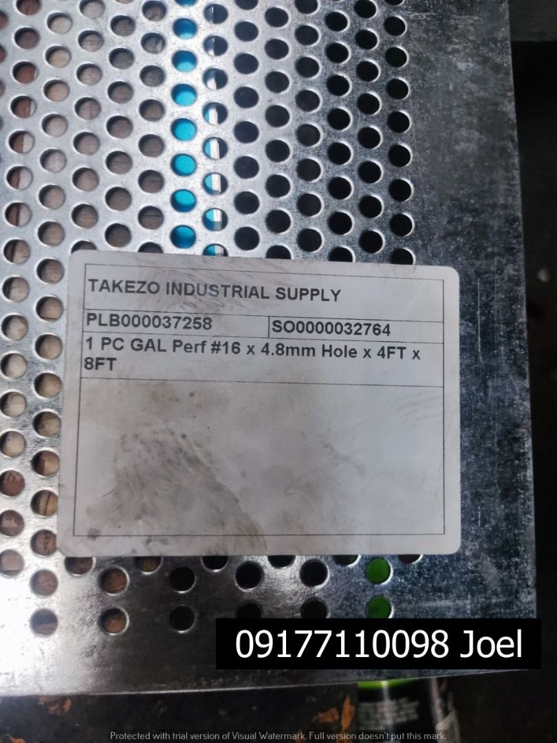 GI PERFORATED SHEET (Category: Construction & Building Materials) located in Manila. Submitted by joeyroque09 (Listing ID 1307119007, Image 1). Description: GI PERFORATED SHEET Size: 1.4mm thick x 4.8 hole price: 2,950/pc.