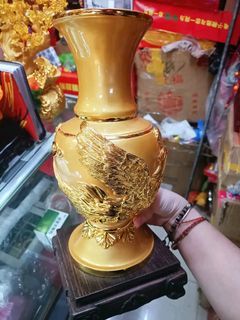 Gold Phoenix vase Feng Shui display