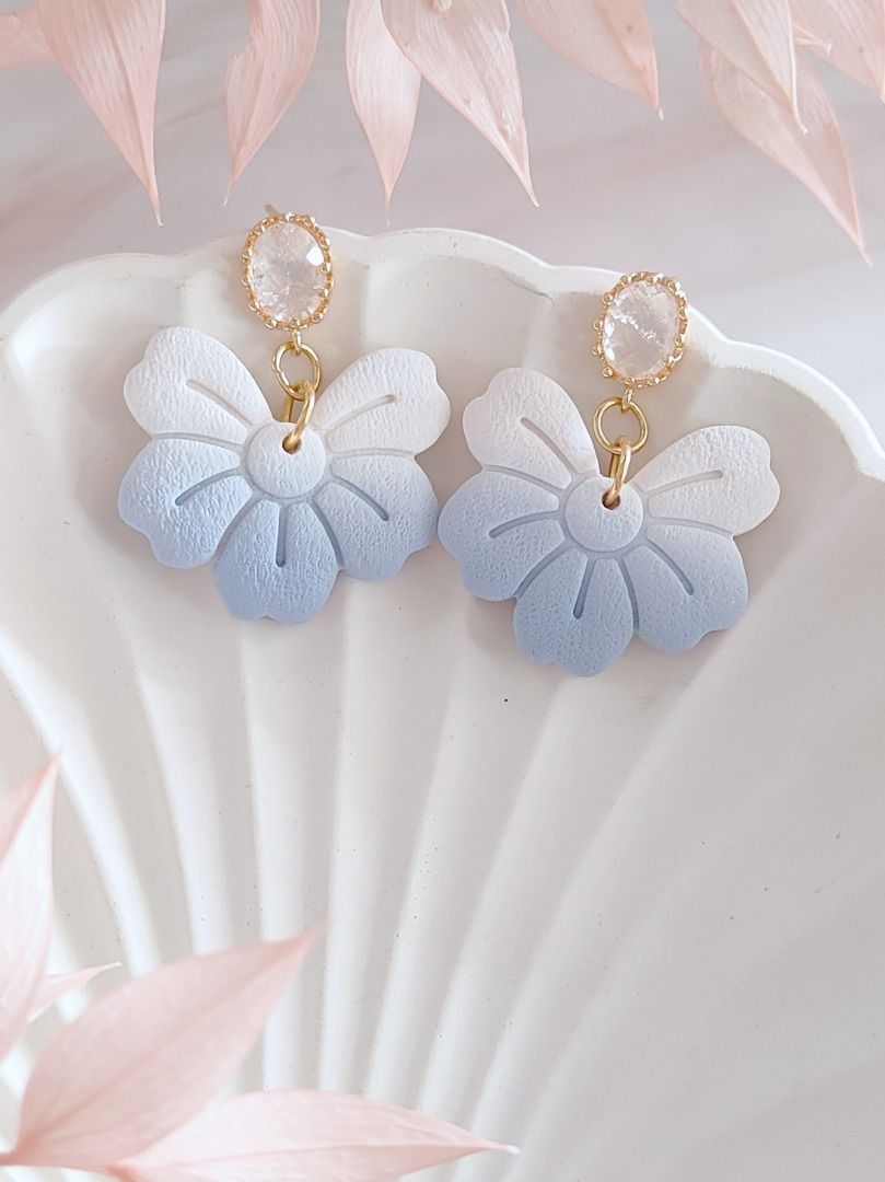 3 Option Blue Pink Purple Cute Flower Dangle Earrings Handmade Clay Earrings Bridesmaid Gifts Unique Earrings Women s Fashion Jewelry Organisers Earrings on Carousell
