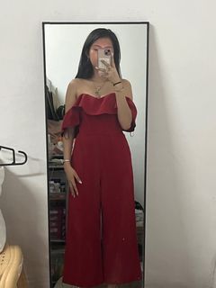 H&M Red Off Shoulder Tube Jumpsuit for Formal/Semi Formal Wear