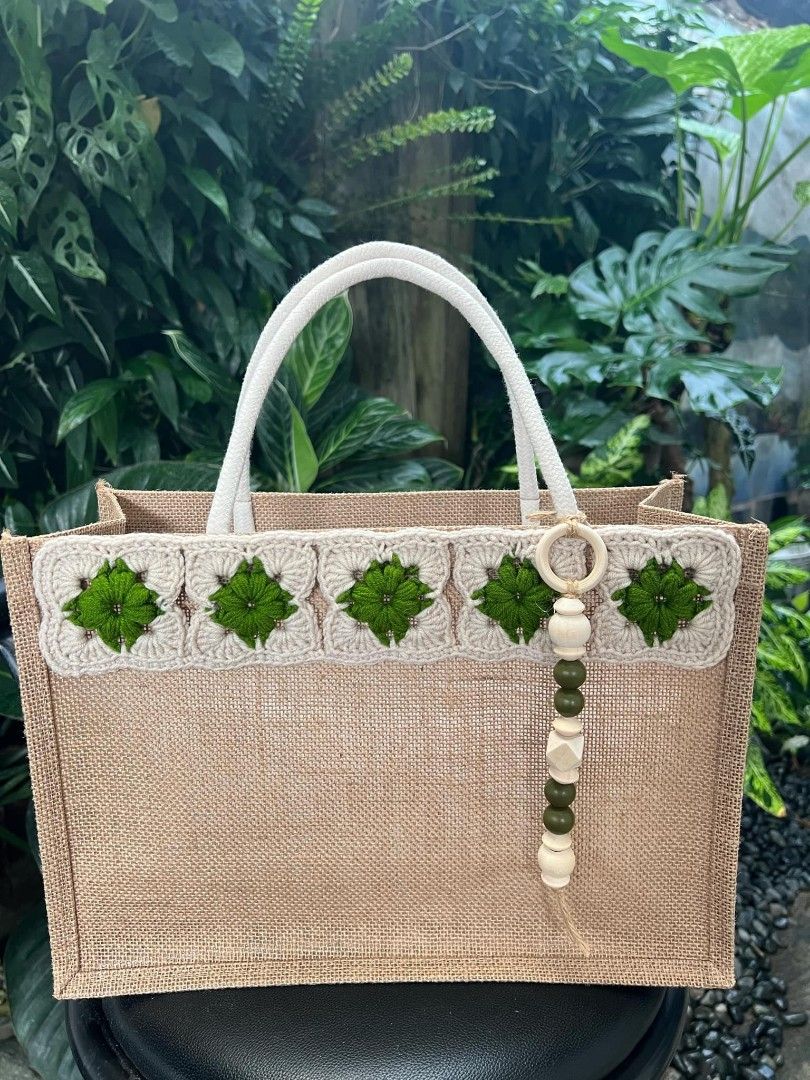 Jute burlap bag Women s Fashion Bags Wallets Tote Bags on Carousell