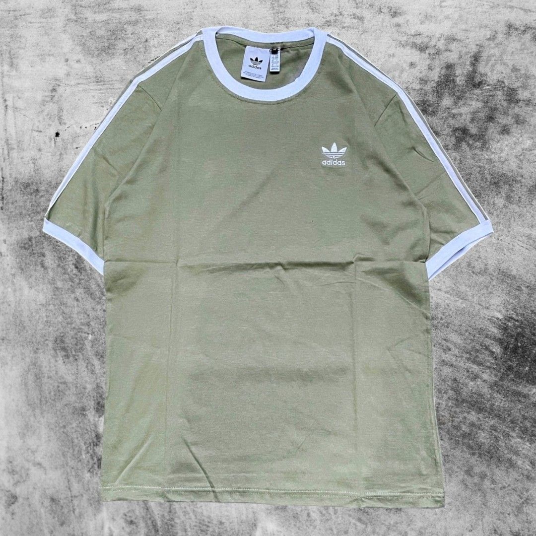 Kaos Adidas Adicolor Classics Stripes Hijau Army, Fesyen Pria