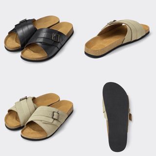 Men's Leather Cross Strap Sandals - GU by Uniqlo [ Pre-order from Japan ]