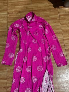 Long Chinese Dress Pink w/ two side slits long sleeves chung lee