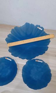 Made in Spain Cobalt blue Afternoon Tea centerpiece bowls large and small set
