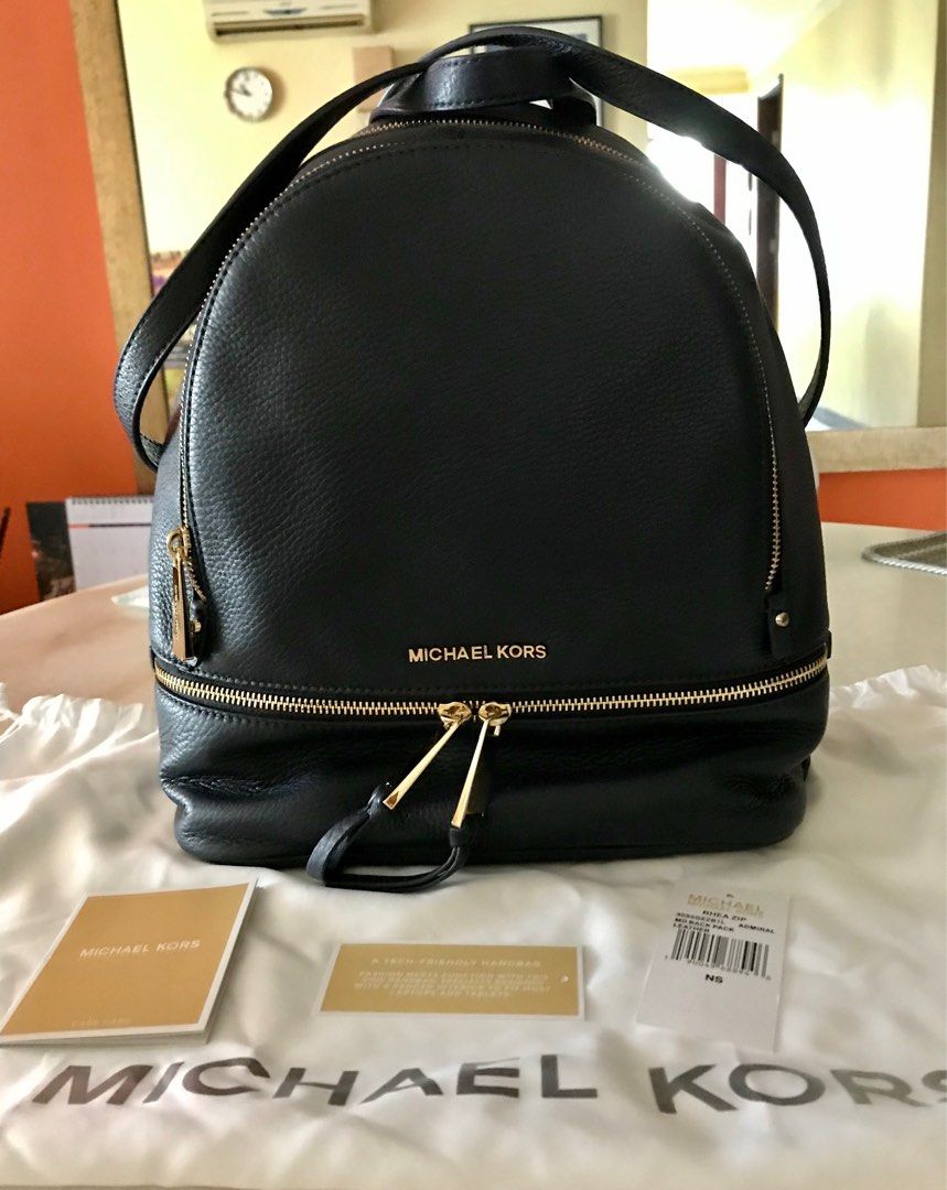 Michael Kors Rhea Zip Leather Back Pack MD Admiral Women s Fashion Bags Wallets Backpacks on Carousell