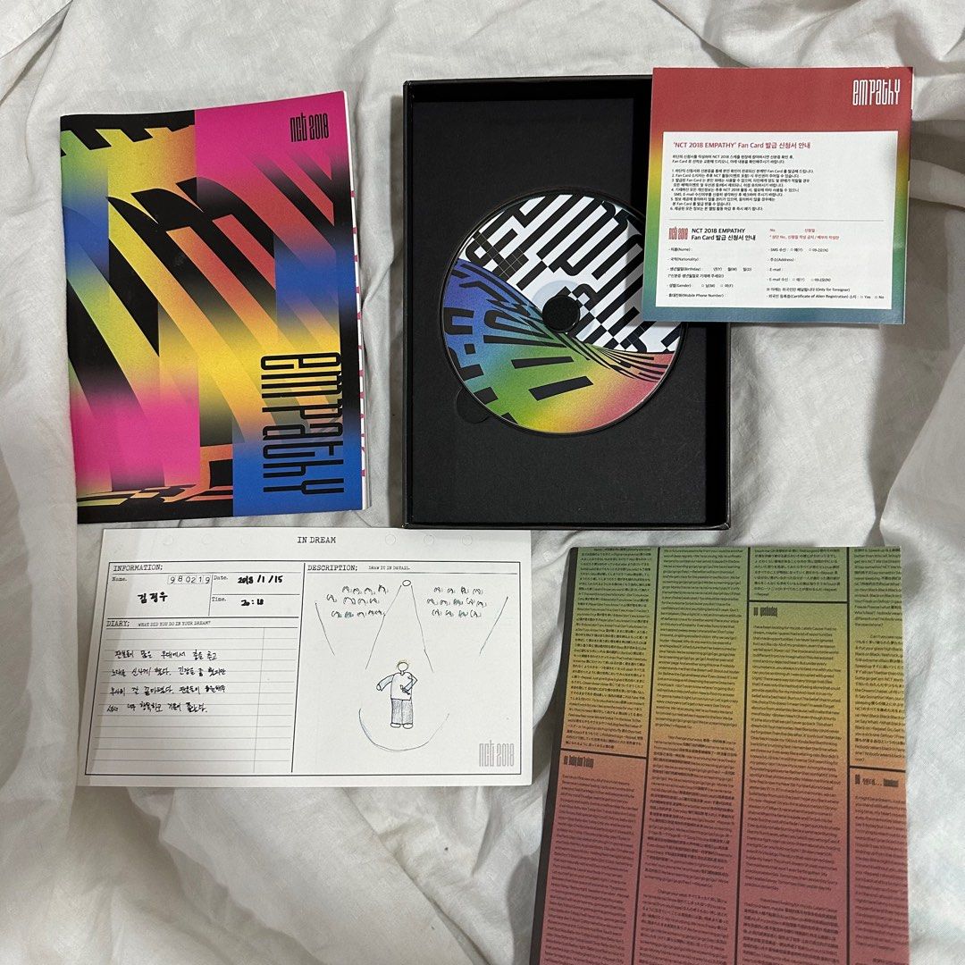 NCT 2018 Empathy Album (Category: K-Wave Merchandise) located in Quezon City. Submitted by hanas.declutter (Listing ID 1307150869, Image 2). Description: - Dream version - Inclusions are in the pic - With photo card - Negotiable .