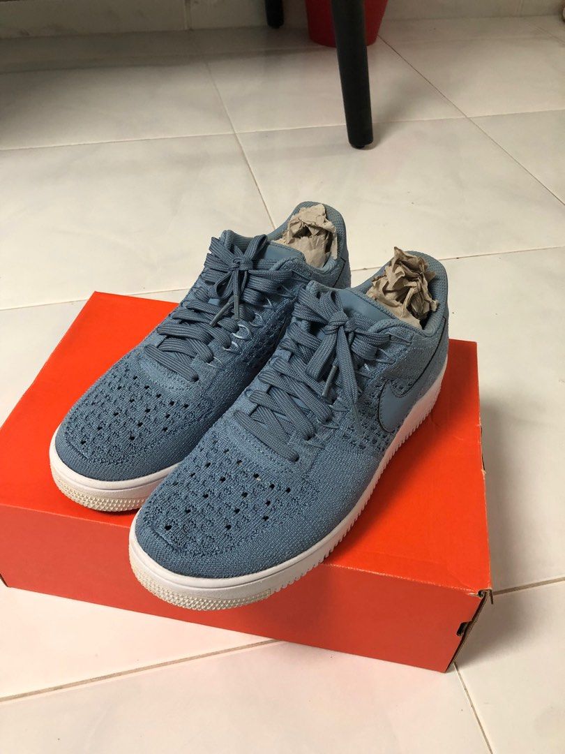 NIKE AIR FORCE 1 FLYKNIT LOW BLUE WHITE Men s Fashion Footwear Sneakers on Carousell