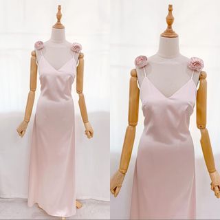 Pastel Muted Pink Formal Long Dress