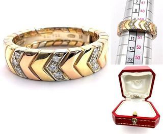 Rare Cartier tricolor 18K gold diamond ring