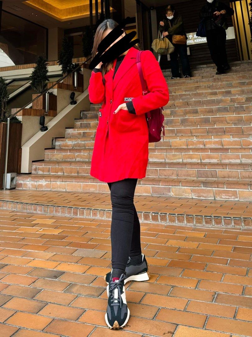 Red coat (Category: Coats, Jackets and Outerwear) located in Angeles City. Submitted by aimscloset (Listing ID 1307209359, Image 1). Description: Used once Fits small-medium Super nice.