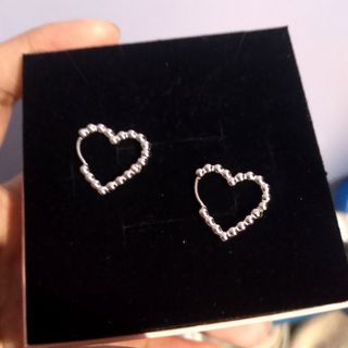 Silver Bubble Heart Loop earring