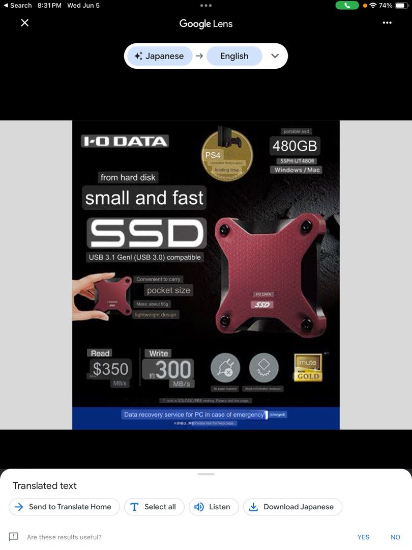 SSD for playstation 4 (Category: PlayStation) located in Pasay City. Submitted by pampashop (Listing ID 1307206532, Image 2). Description: As is pero readable sa laptop ko No cord Rfs: i thought external sd for laptop coz un ung sbai ng seller hahash Nweiz NO TO LOWBALLER I-O Data today unveiled the SSPH-UT line of portable SSDs that are certified for use with PlayStation 4 and PlayStation 4 Pro as additional storage (USB mass-storage class devic