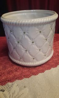St.Michaels Vase/plant pot 7x7" ceramic cotton white Made in Italy