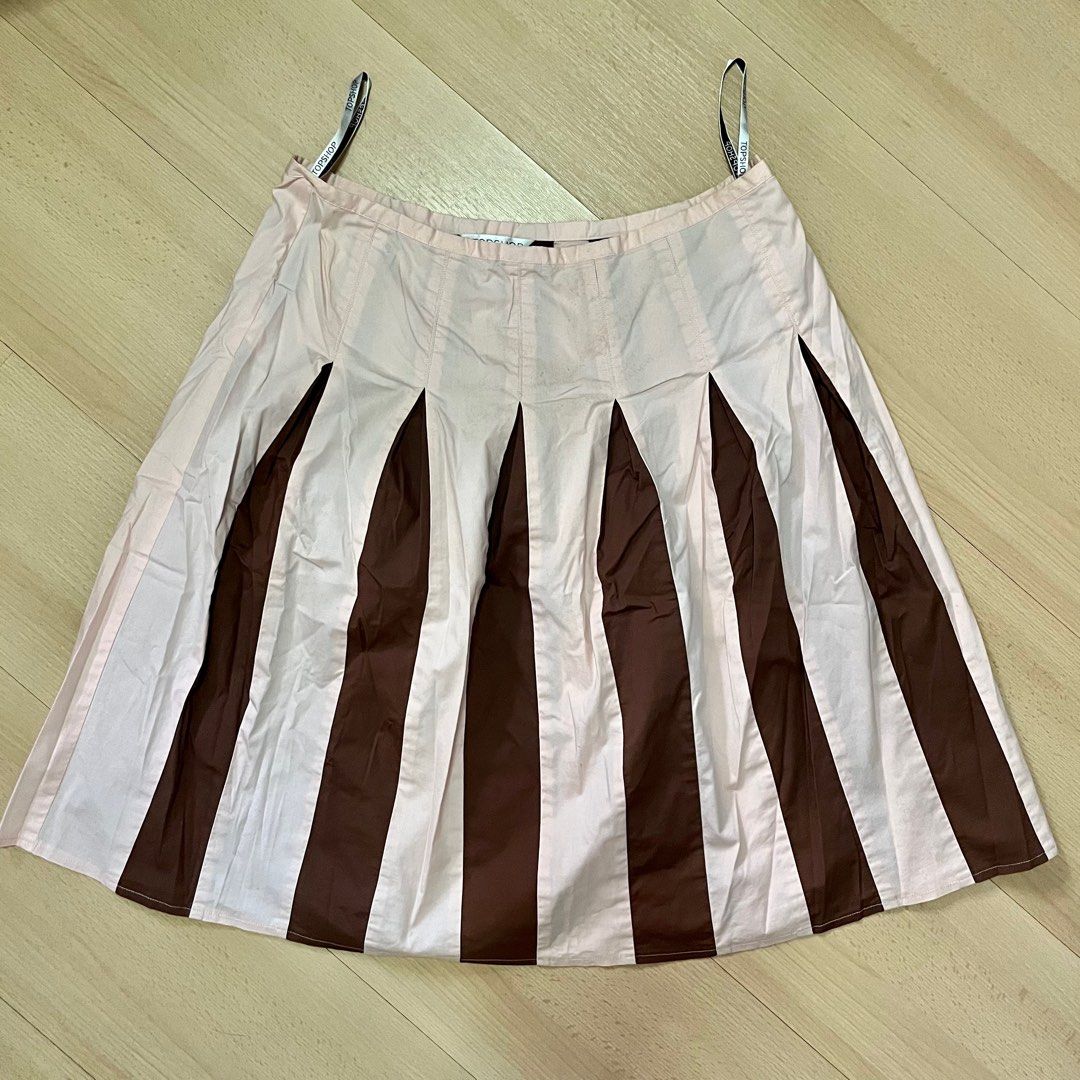 TOPSHOP pink brown long pleated Skirt