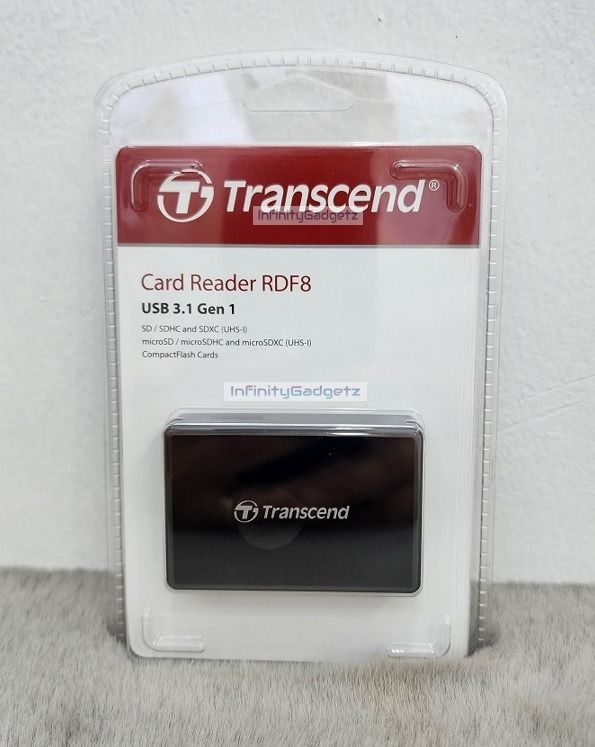 Transcend RDF8 USB 3.1 Gen 1 High Speed Card Reader SD CF and Micro SD Reader (Category: Memory & SD Cards) located in Manila. Submitted by infinitygadgetzph (Listing ID 1307147648, Image 1). Description: -Authentic -Authorized Dealer of Transcend -Sealed and Brand New -With 3 Months replacement warranty (Must keep the complete box/carton for warranty claim) SPECIFICATIONS & FEATURES: Unleash the full potential of your high-speed memory cards wit
