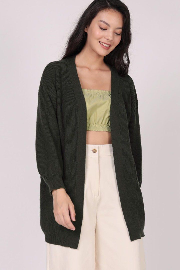 TTR The Tinsel Rack Oscar Knit Cardigan (Forest Green), Women's