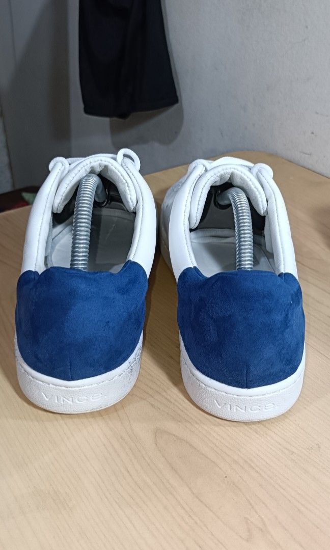 Vince Varin White Leather Cobalt Suede Low Sneakers Women s Fashion Footwear Sneakers on Carousell