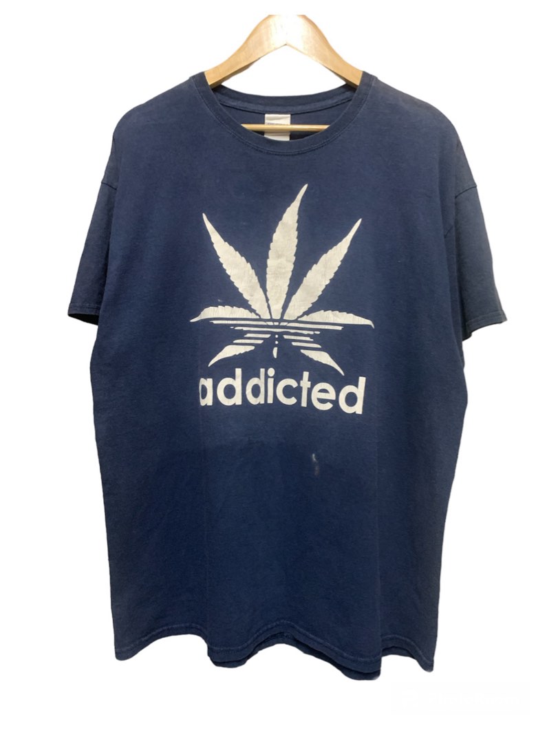 Vintage Adidas Parody Addicted Weed Marijuana Streetwear t shirt Men s Fashion Tops Sets Tshirts Polo Shirts on Carousell