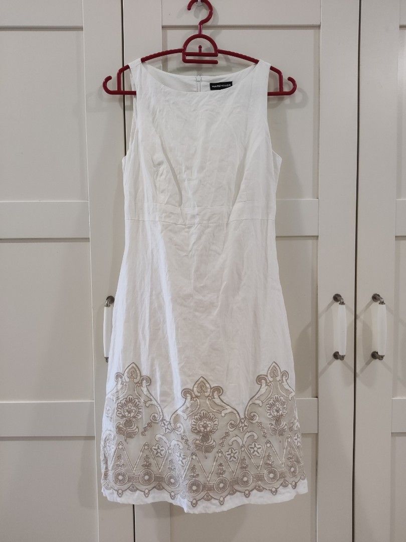 Warehouse white linen dress 2025