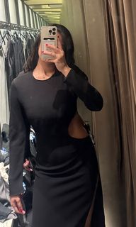 Zara Black Cut out with slit dress BNWT