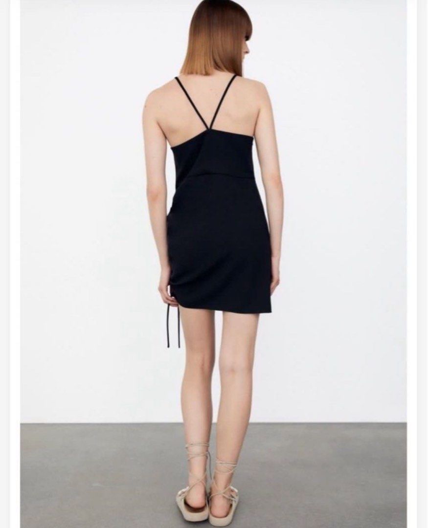 Zara Black Draped Mini Dress (Category: Dresses) located in Quezon City. Submitted by _junooo (Listing ID 1307174145, Image 2). Description: Rfs - wrong size.