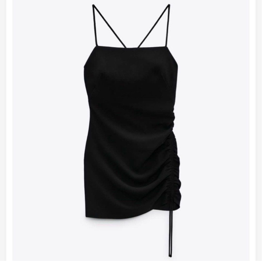 Zara Black Draped Mini Dress (Category: Dresses) located in Quezon City. Submitted by _junooo (Listing ID 1307174145, Image 1). Description: Rfs - wrong size.