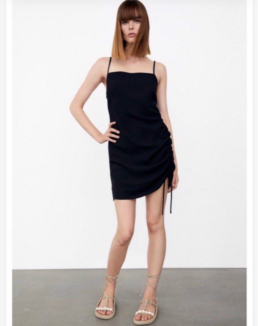Zara Black Draped Mini Dress (Category: Dresses) located in Quezon City. Submitted by _junooo (Listing ID 1307174145, Image 3). Description: Rfs - wrong size.
