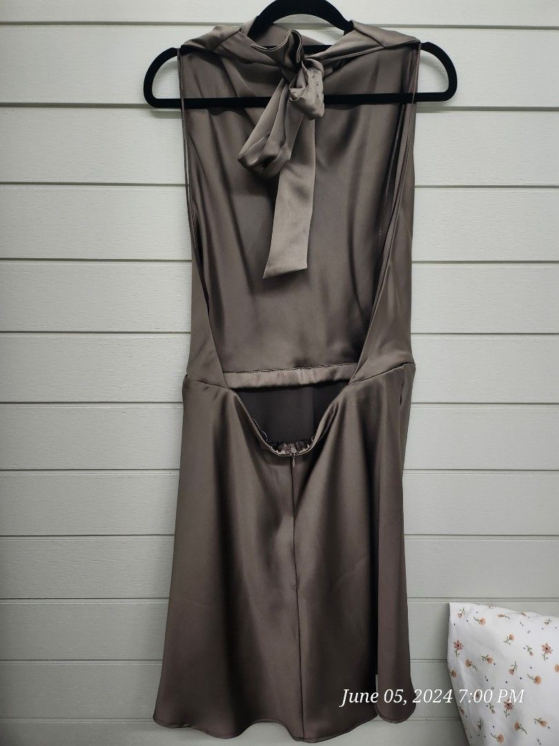 Zara Satin Sexy Halter Backless Dress, Women's Fashion, Dresses & Sets,  Dresses on Carousell
