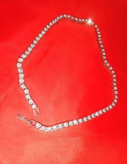 15ct Round cut VVs1 D Diamond Men's Tennis Necklace 14k white gold