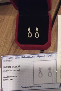 3way Pear shape .26cts Yellowgold earrings Natural Real Diamonds (dainty)