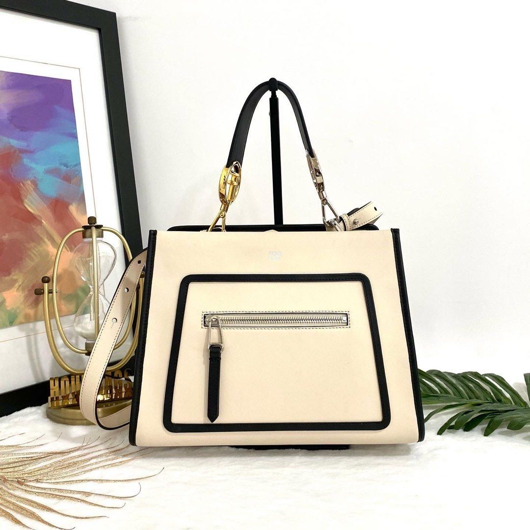 Authentic Fendi Beige Calf Leather Runway Shoulder Bag in 2 Tone Hardware Luxury Bags Wallets on Carousell