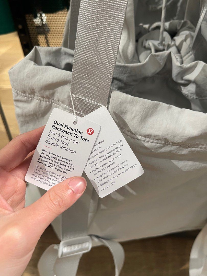 Lululemon Dual Function Backpack to Tote bag 18L