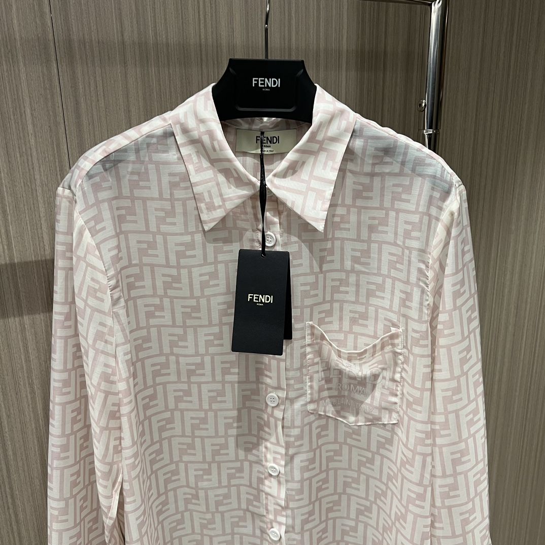 Authentic fendi double f printing sun protection micro transparent shirt Women s Fashion Tops Shirts on Carousell
