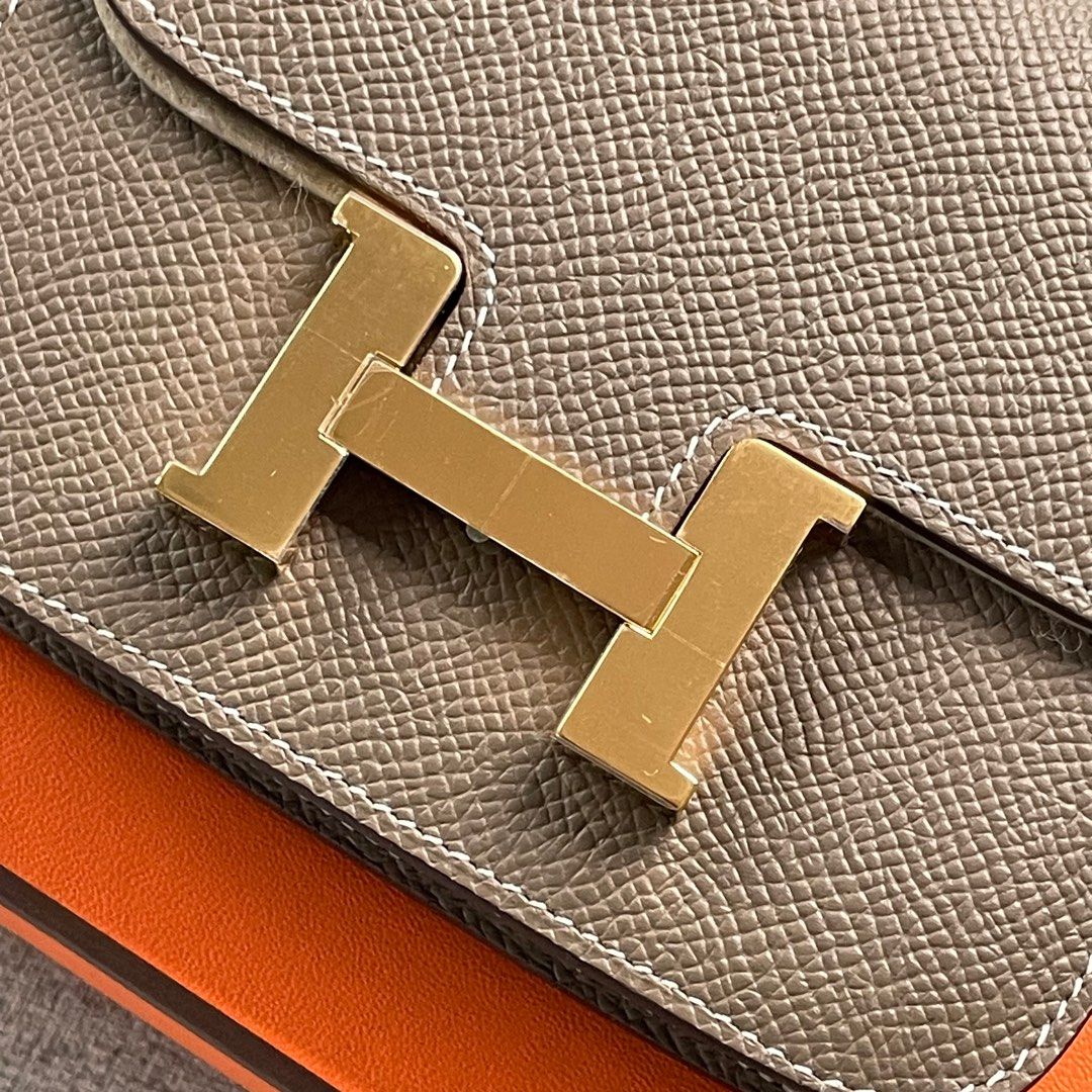 Authentic Hermes Constance Slim Etoupe GHW Epsom leather 2024 receipt lindy brand new full set mini gold hardware