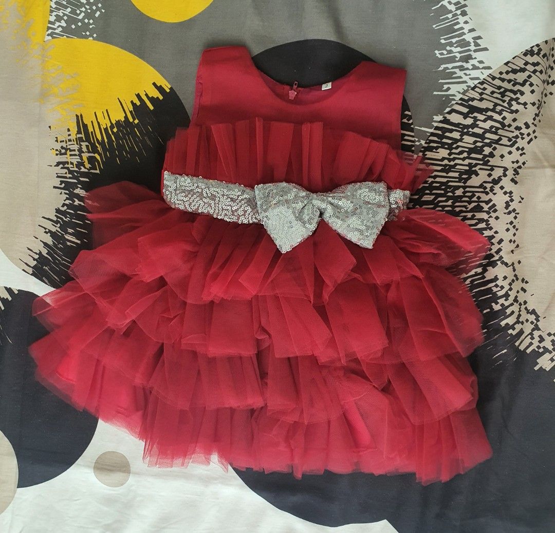 strapless open back dress Red Swiss Dot Smocked Embroidered Dress with Bloomers main image 1