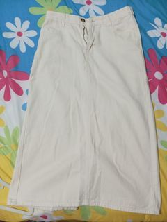 Beige Soft Denim Long Maxi Skirt Jean